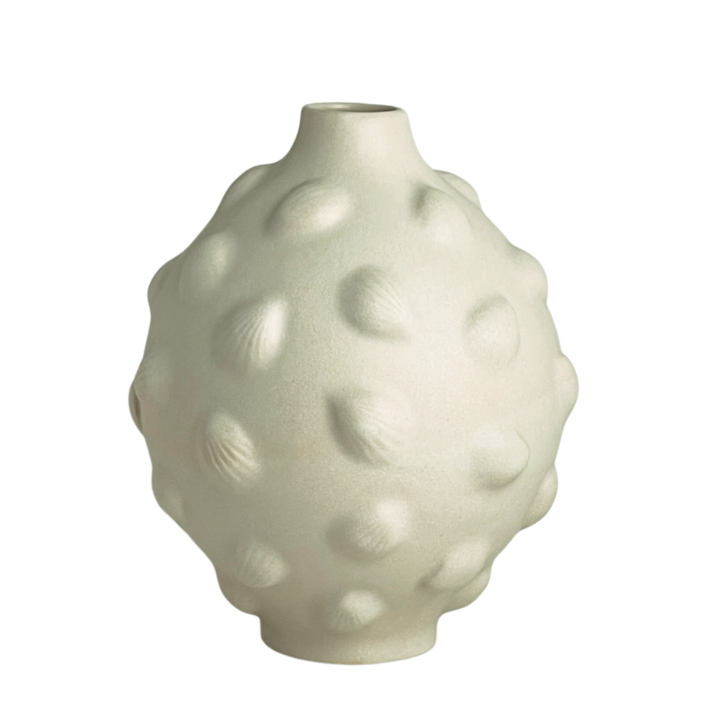 VASE // MATTE SATIN WHITE WITH SHELLS
